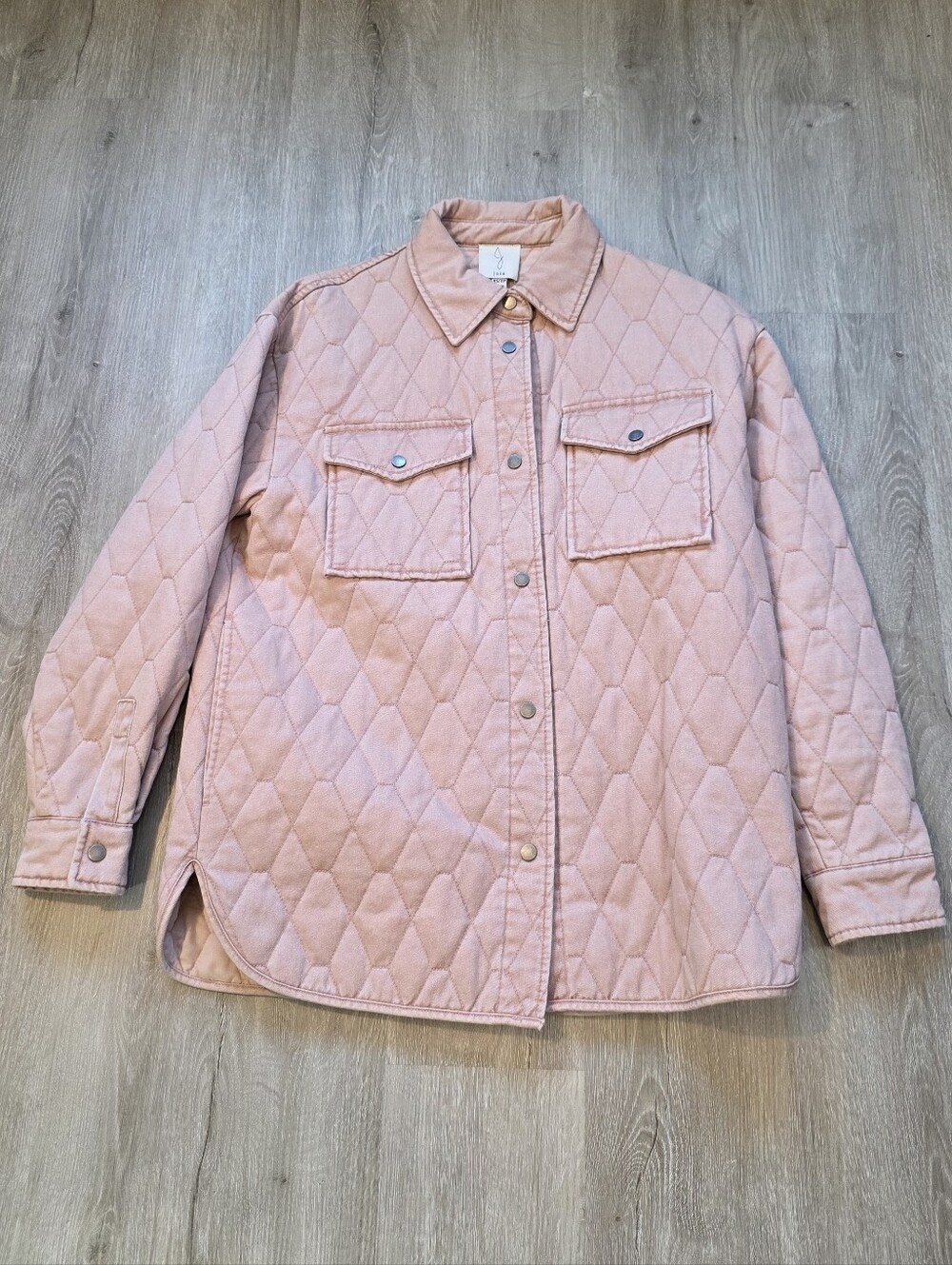 Womens Joie Quilted Shacket Oversized Dusty Pink Size XS